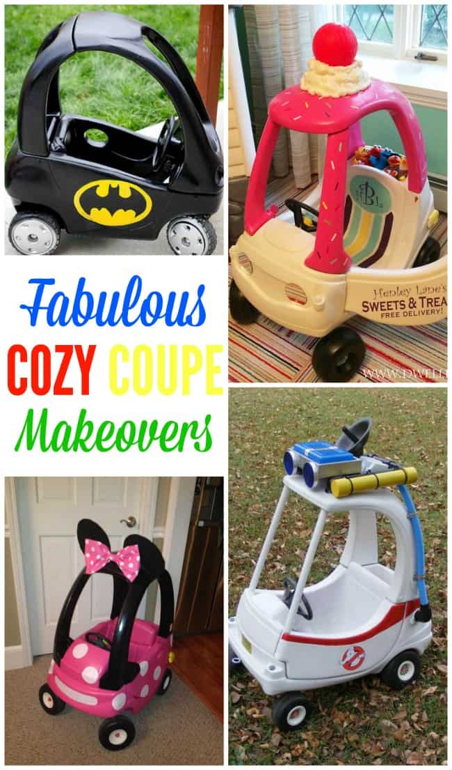 The red and yellow cozy coupe is a rite of passage for all kids, but why not make it more exciting with one of these fabulous cozy couple makeovers?