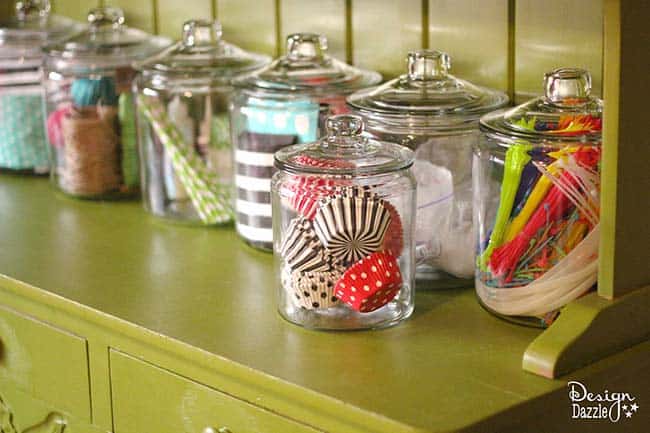 There is nothing I love better than to store my crafts and whatever in unique containers. Sharing a few ideas on unusual containers for the craft room. | Design Dazzle