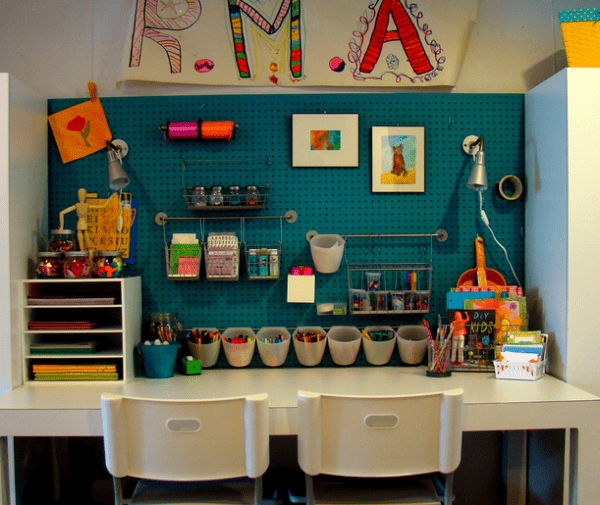 colorful homework station