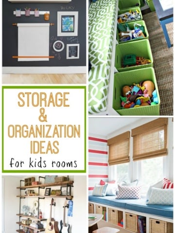 Check out these 10+ great ideas for storage and organization in kids rooms to help keep the clutter away!