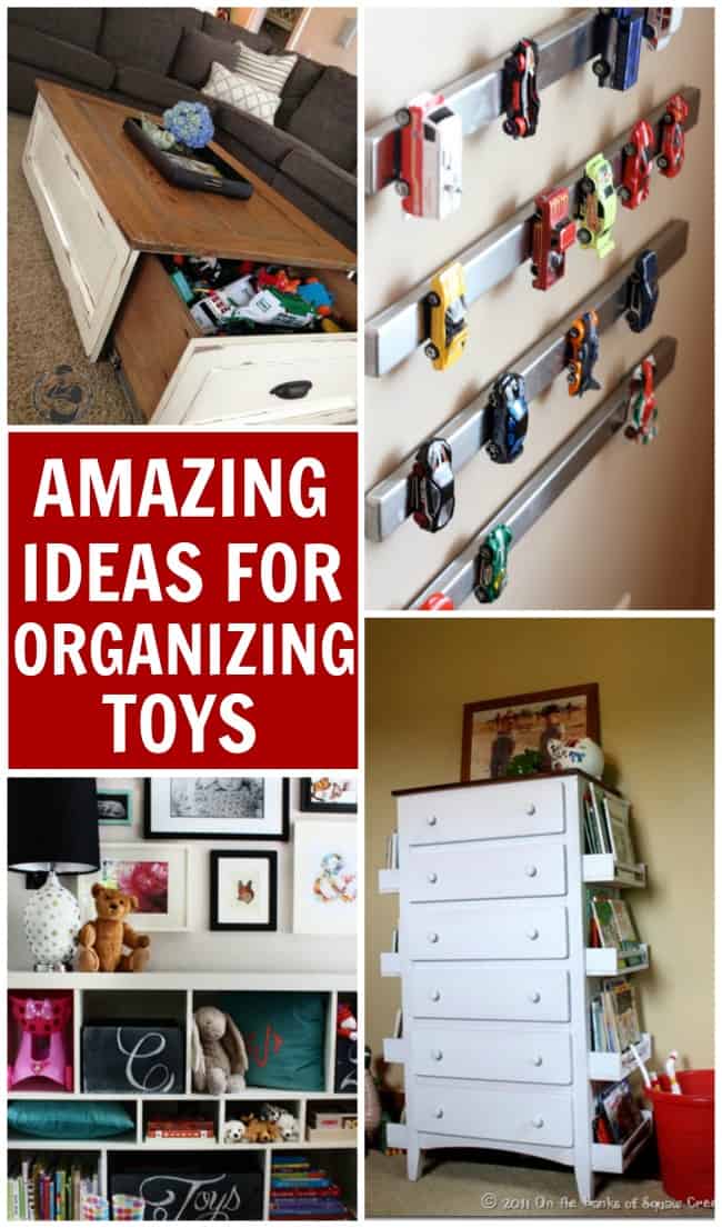 10 amazing ideas for toy organization. DIY ideas for small spaces, playrooms, and living rooms that will keep toys mess free. #toyorganizer #organization || Design Dazzle