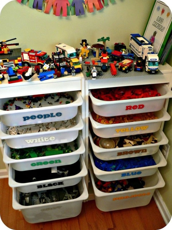 Look at this lego storage - it's beautiful! What awesome toy organization!