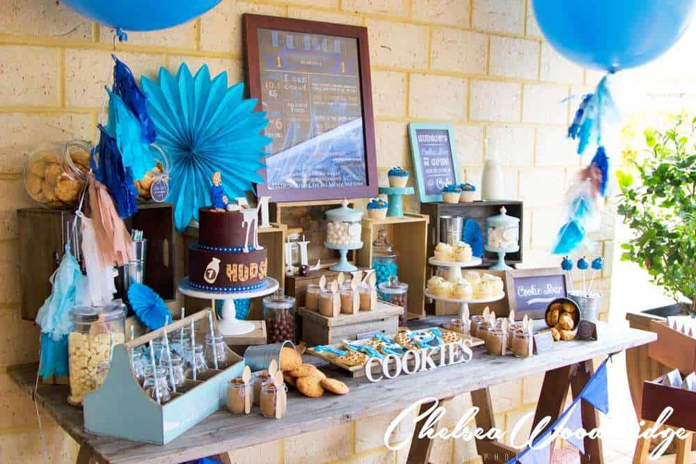 I love this milk and cookies party! What a perfect 1st birthday party idea!