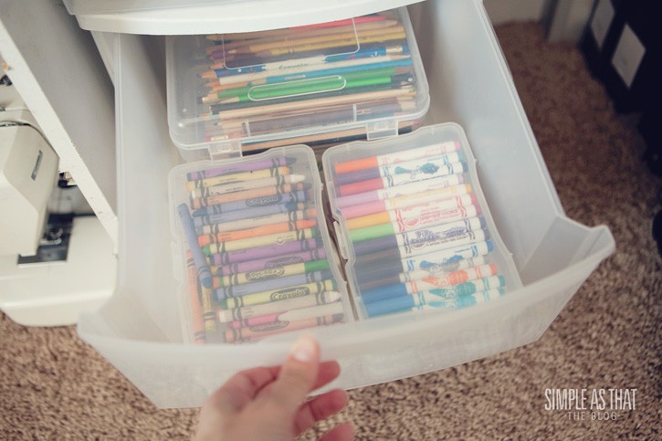 Photo cases as craft supply storage! Genius!