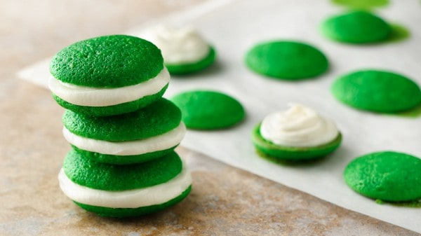 mini green whoopie pies for St. Patrick's Day