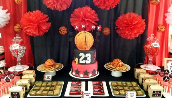 red and black basketball party