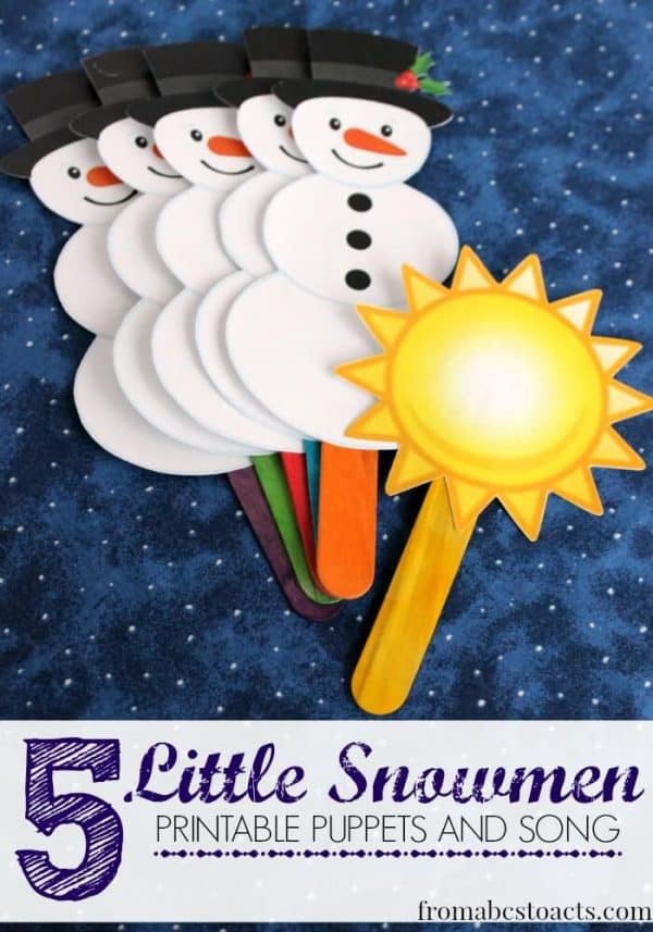 printable snowman puppets and song