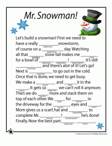 snowman mad libs