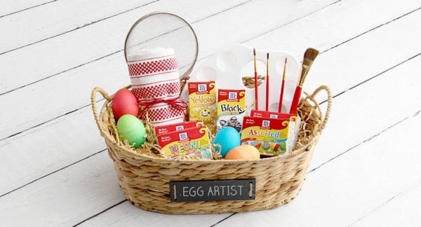 Basket full of Egg Decorating Supplies! Great Idea for a gift!