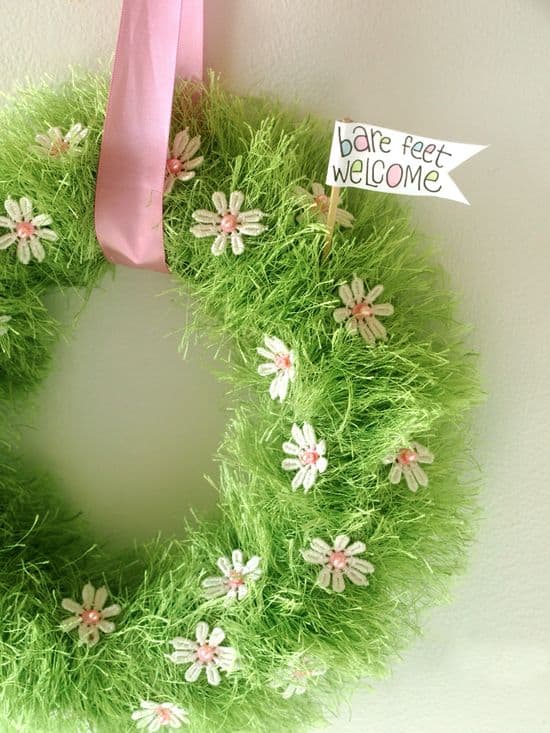 Gorgeous green grass Easter Wreath! Bare Feet Welcome!
