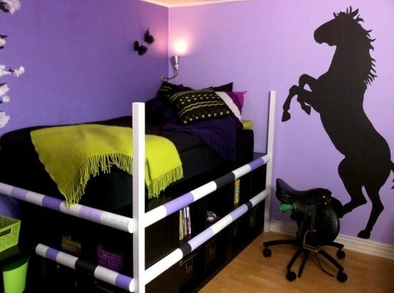 purple and black horse room