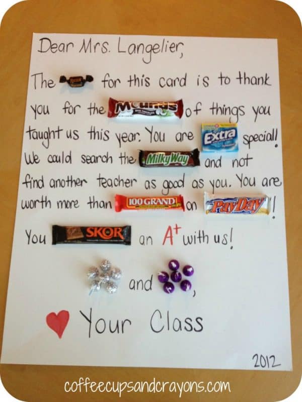 Candy gram for teacher appreciation week.