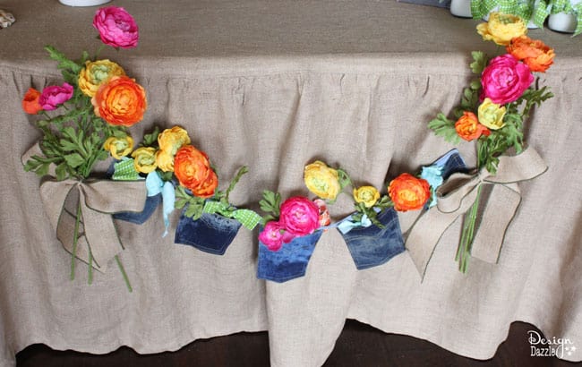 Jean pockets and flowers create a darling banner for a Farm Chic Bash! Design Dazzle