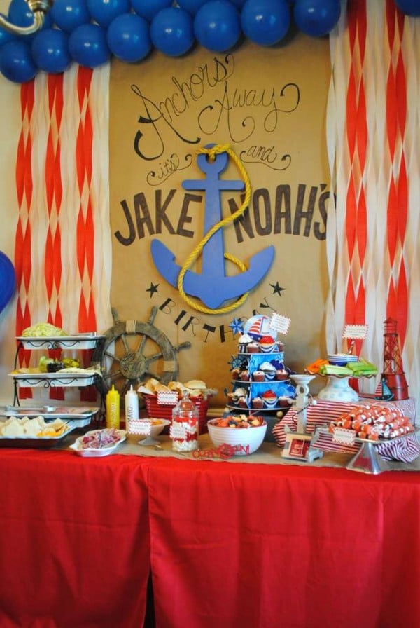 So classic! Maybe for my boys birthday this year...hmm...awesome nautical party ideas here!