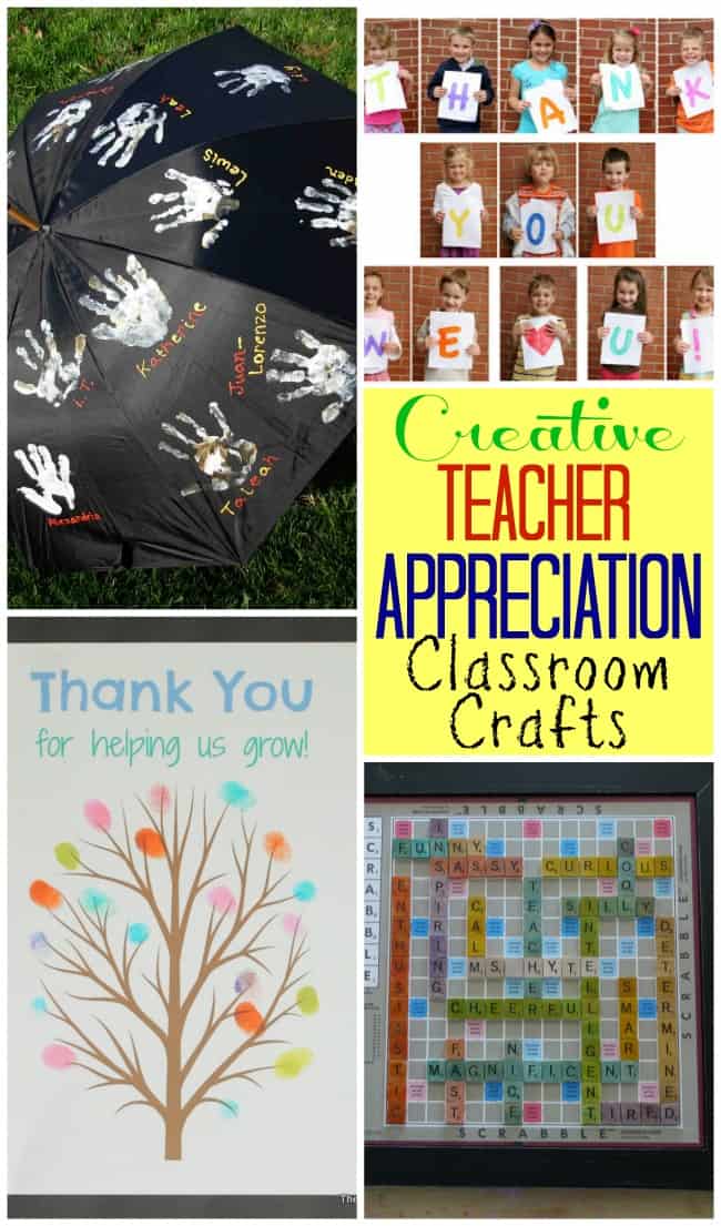 Creative Teacher Appreciation classroom crafts to get the kids involved in making something special for their teacher.