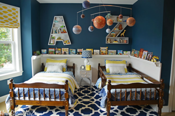 shared boys room - blue with great exploring details