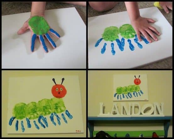 very hungry caterpillar handprint craft