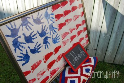 footprint and handprint american flag