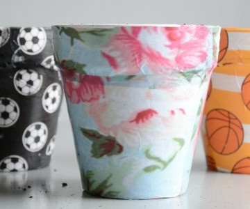 mod podge flower pots