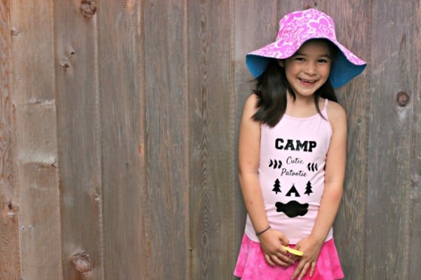 Create an adorable Camp Cutie Patootie custom tank or t-shirt for your little camper with this Cricut project from Hello Creative Family.