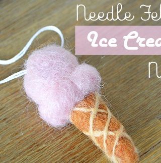 needle felted ice cream cone necklace
