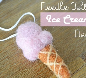 needle felted ice cream cone necklace