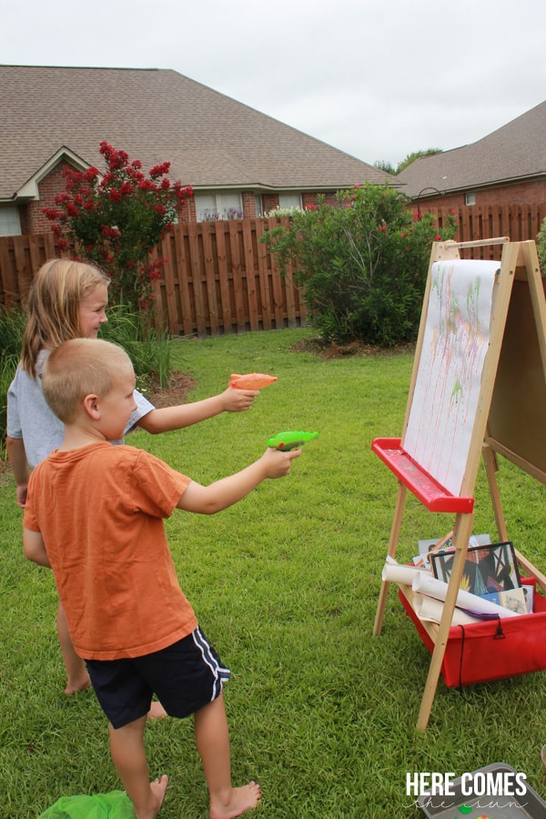 Squirt Gun Painting! A fun summer activity for the kids!