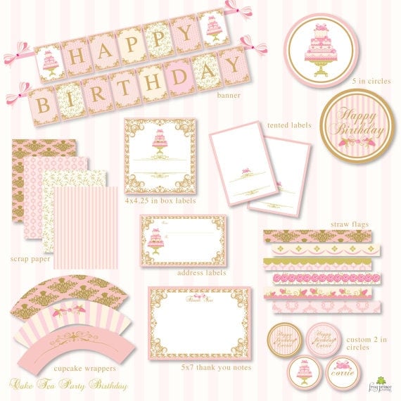 cake tea party printables