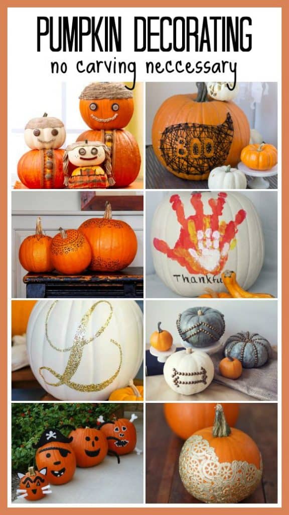 Pumpkin Decorating - No Carving Necessary! Creative and fun list of ideas that will make your pumpkin the hit of the neighborhood! Featured on Design Dazzle