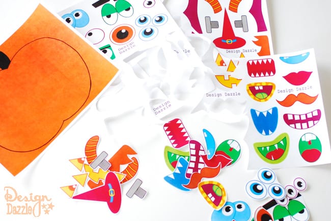 Printable Pumpkin + Faces for Halloween Fun! | halloween printables | halloween fun for kids | kid friendly halloween activities | halloween activities for kids | halloween crafts for kids | free halloween printables | free printables || Design Dazzle