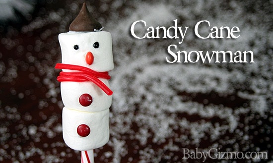 Marshmallow / Candy Cane Snowman! Delicious Christmas Craft for kids!