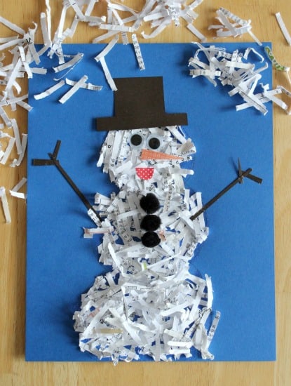 Shredded Paper Snowman! DIY Christmas Craft for kids!