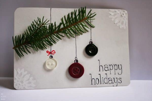 Pine Sprig and Buttons! Darling homemade Christmas Cards!