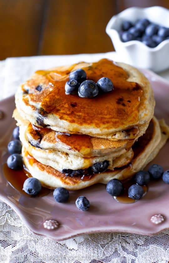 Whole Wheat Blueberry Pancakes! So healthy and delicious!