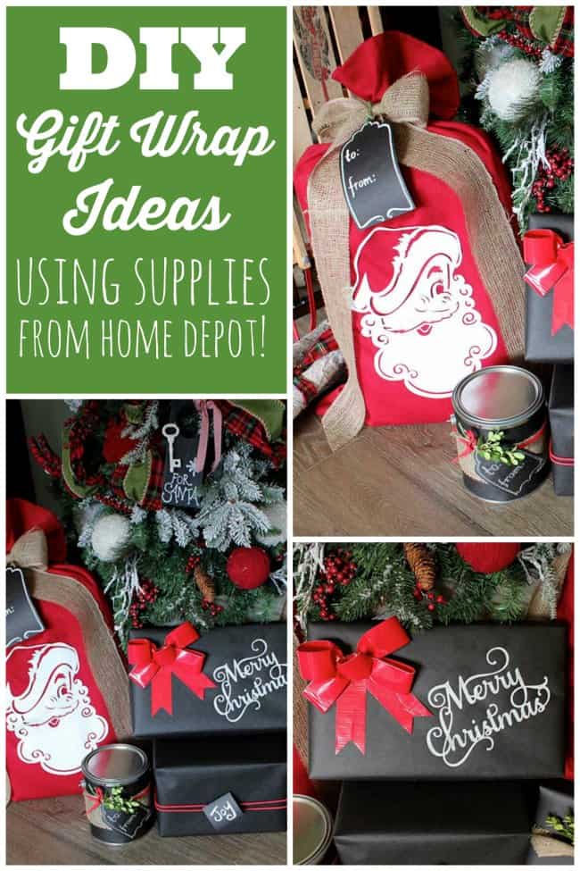 DIY gift wrap ideas using supplies from Home Depot