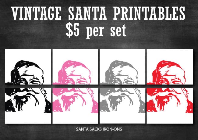 Vintage Santa Iron-On's for Santa Sacks available to purchase at www.designdazzle.com