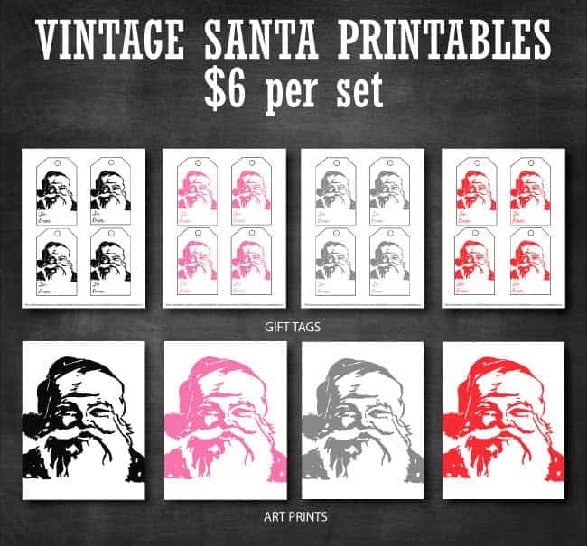 Vintage Santa Printable Tags & Prints available at www.designdazzle.com