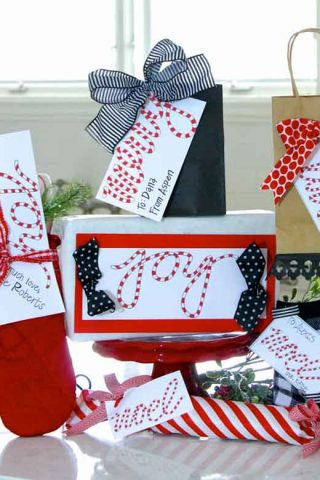 Adorable candy striped Christmas tags from Design Dazzle!