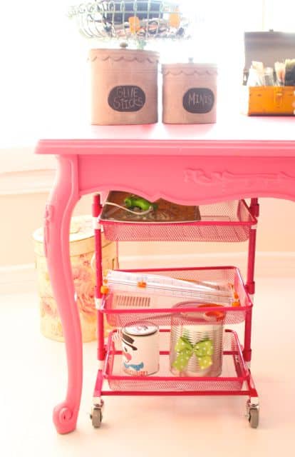 Organization challenge - use a rolling cart to get the craft room organized!