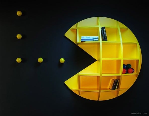 pacman bookshelf- perfect for gaming storage!