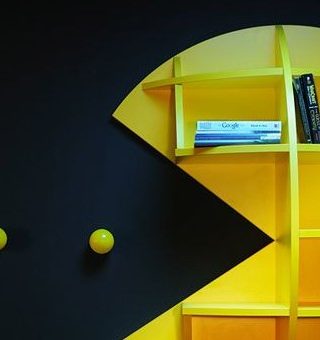 pacman bookshelf- perfect for gaming storage!