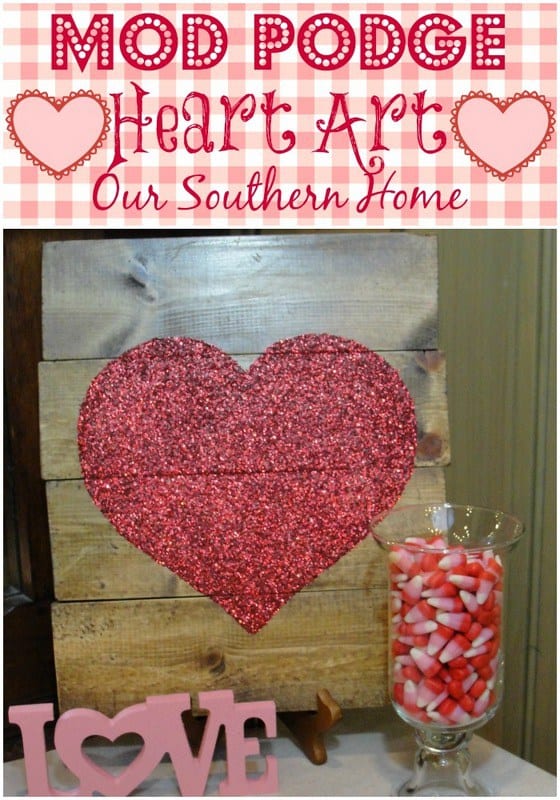 Gorgeous glitter heart with Mod Podge to add to your Valentine's Decor!