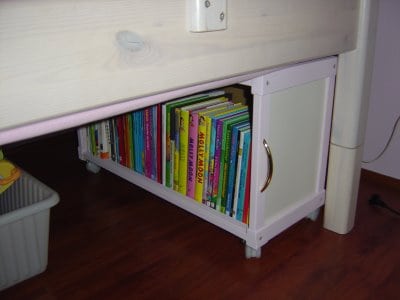 Underbed Book Storage for nighttime readers! Great DIY Underbed storage idea!