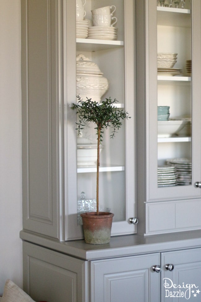 Sharing before and after photos of my built-in China Cabinet. I love how it turned out. I get lots of compliments on this furniture! Design Dazzle