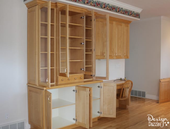 Sharing before and after photos of my built-in China Cabinet. I love how it turned out. I get lots of compliments on this furniture! Design Dazzle