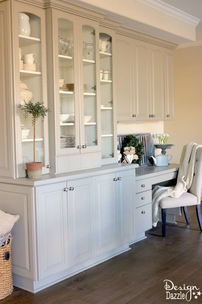 Sharing before and after photos of my built-in China Cabinet. I love how it turned out. I get lots of compliments on this furniture! Design Dazzle