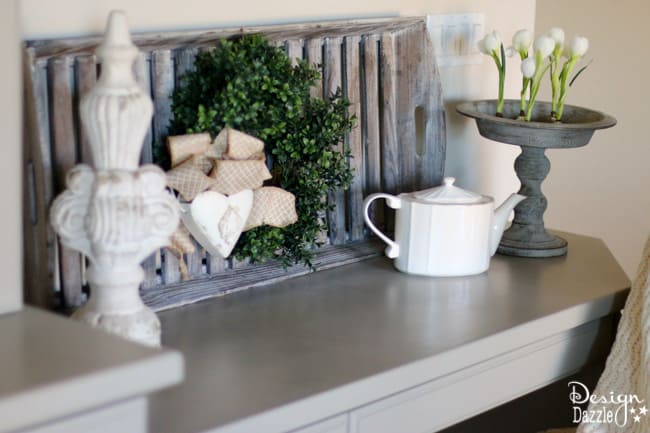 Love the decorating details for my China Cabinet and built-in desk. Design Dazzle