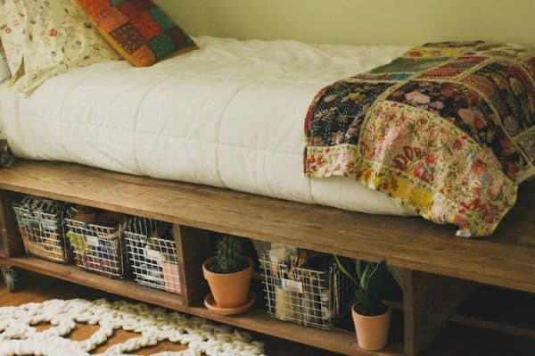 Fab DIY Bed Frame with built in storage. Love some underbed storage!