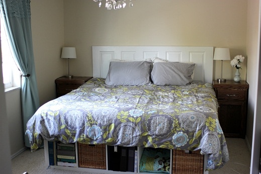 Underbed Storage with Ikea Bookshelf creates classy and organized look! Great DIY storage idea.