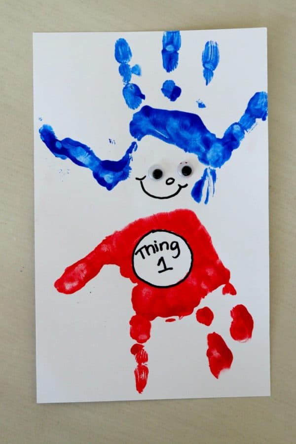 Darling Thing One Handprint Art to celebrate Dr. Suess' Birthday on March 2! 